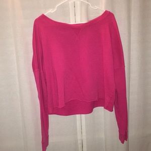 Pink long sleeve crop top